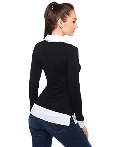 AmélieBoutik Women Faux Shirt 2 in 1 Style Long Sleeve Pullover Blouse Top4
