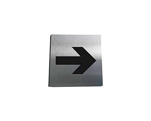 AUA SIGNALETIQUE - Plaque Alu Brossé Flèche Directionnelle 04-130x130 mm, Alu Argent