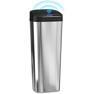 HOMCOM 50L Sensor Bin, Stainless Steel Automatic Touchless Slim Kitchen Bin with Dual-Mode Opening, Fingerprint-Proof, Easy Clean, Battery Operated for Home Office, Bedroom, Bathroom, Silver Tone