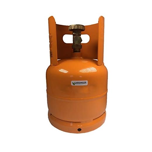 GARDINGER befüllbare 1 kg Gasflasche orange mit Kragen Propan/Butan mit Anschluss 3/8"
