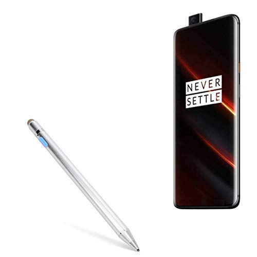 BoxWave Stylus Pen Compatible with OnePlus 7T Pro McLaren Edition - AccuPoint Active Stylus, Electronic Stylus with Ultra Fine Tip - Metallic Silver