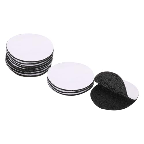 Image of HARFINGTON 12set Hook and Loop Strips with Adhesive 2.4 inch Round Double Sided Hook and Loop Tape Nylon Self Sticky Fastener for Home Office Car, Black