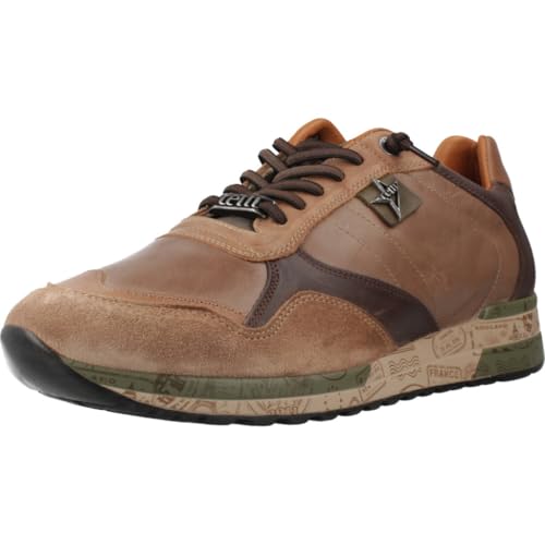 Chaussons en cuir Cetti 848-XL l'élégance d'une pantoufle marron et bleu