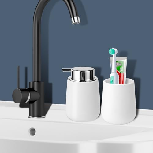 Image of Soap Liquid Dispenser Ceramic with Easy-to-Press Pump Hand Liquid Dispenser for Shampoo Bathroom Kitchen 12 oz 2pcs