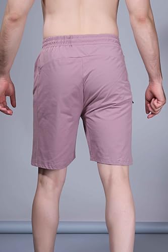 Image of Maxzone Men's Cotton Shorts | Elastic Drawstring Waist | Side Zip Pocket | Regular Fit | Casual Breathable Summer Shorts | Comfortable Lounge, Gym & Travel Shorts