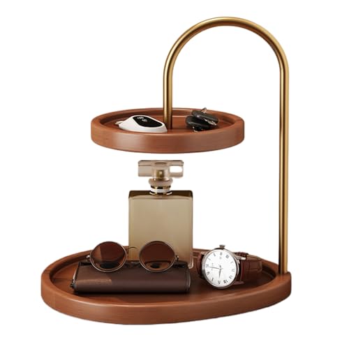 Acunny Bandejas de madera para decoración del hogar, organizador de estantes que ahorra espacio para almacenamiento, bandeja de madera decorativa de gran volumen, para joyas, reloj, llaves, maquillaje