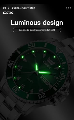 Image of OPK Watches for Men Diamond Roman Analog Mens Watches Waterproof Large Stainless Steel Men Wrist Watch Business Father Gift Watch Blue
