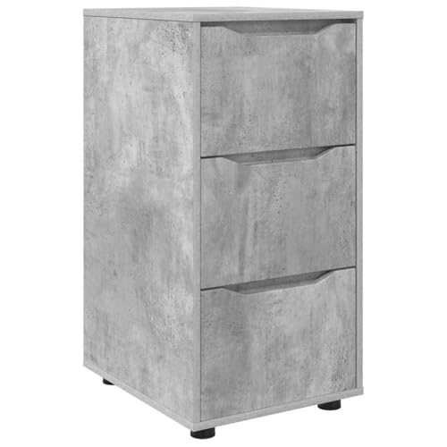 Armoire de rangement gris béton 40cm avec 3 compartiments et tiroir chic