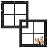 Black Shed Transom Windows 12''x12'' Flush Mount Tempered Glass Fixed Windows, Small House Windows for Chicken Coop, Playhouse, Garage, Barn, Outdoor Building Replacement Windows-2 Pack