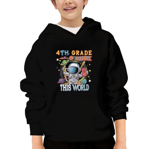 Astronaut 4th Grade Is Out Of This World School Hoodies for Teen Girls Boys Lightweight Kangaroo Pocket Sweatshirt