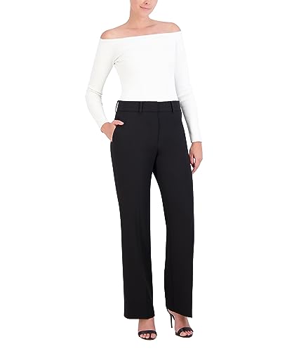 BCBGMAXAZRIA Women's Straight Leg Pant with Zipper, Black4
