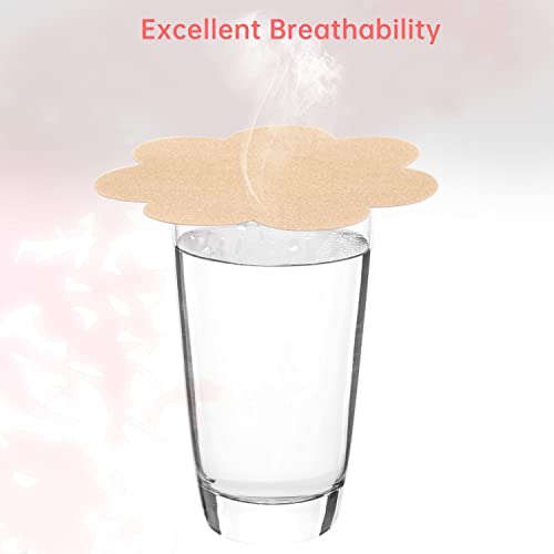 Ksang Nipple Covers Pasties Bra Stickers - 30 Pairs Disposable Breast Petals For Women | Self-Adhesive No-Show Satin Bob Pasties(Flower) Beige #TOP4