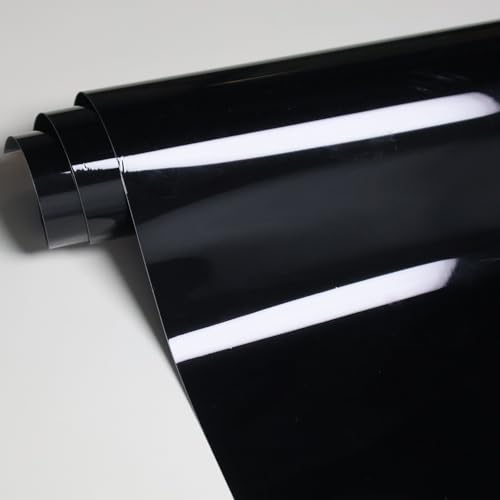 Image of Lypumso Ultra High Gloss Black Vinyl Wrap Film Sheet with Air Release Bubble Free for Cars, Glossy Crystal Black Auto Car Stickers DIY Wrapping Film Roll for Interior Exterior Decoration 1ft x 5ft