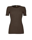Dilling Damen T-Shirt in Rippstrick aus 100% Bio-Merinowolle Schokobraun 38