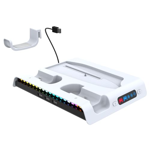 Suporte de carregamento TwiHill para NOVO PS5 Slim com ventilador de resfriamento, estação para Dual