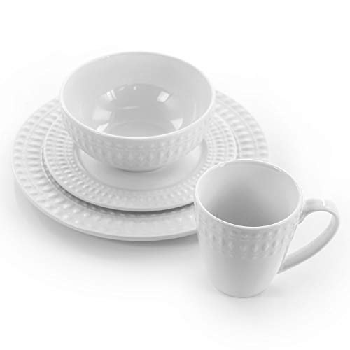 Elama Service For Four 16 Piece Porcelain Dinnerware Set, White-Round 2 #TOP2
