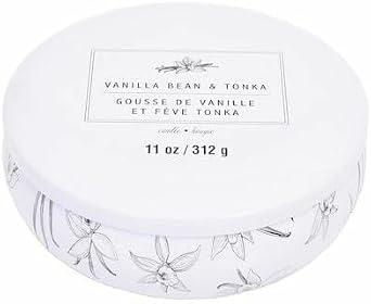 Ashland Home Fragrance Vanilla Bean & Tonka Scented Candle, 3-Wick White Tin, 312g/11oz, Floral Design