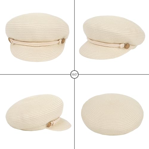 Gorro newsboy ancho de paja para mujer miniatura 3