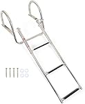 GXYWADY 3 Étapes Échelle télescopage en acier inoxydable Écheau de bateau pliant Échaud de quai Remplacement pour bateau marin Yacht Piscine