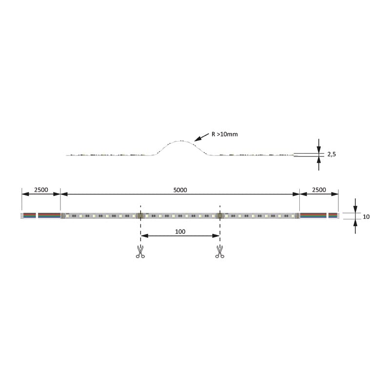LED Band Versa Inside RGB-W L=5m 24VDC, 19,2W/m