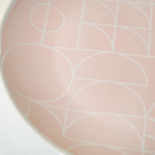 Image of Nestasia Ceramic Dinner Plates Set of 4 (10 Inch Each) - Microwave & Dishwasher Safe Full Plates with Geometric Pattern - Perfect for Home, Kitchen, Dining & Gifting (Pastel Pink Matte Finish)
