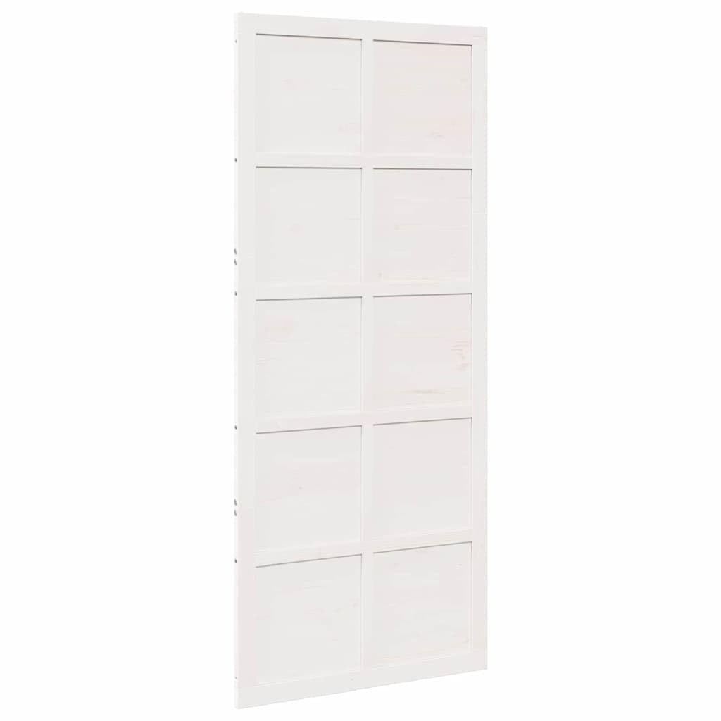 vidaXL Porta del fienile Bianco 90 x 2,5 x 208 cm Pino massello, Divisorio rettangolare per soggiorno, stile moderno con porta a soffietto, in legno di pino per decorare casa