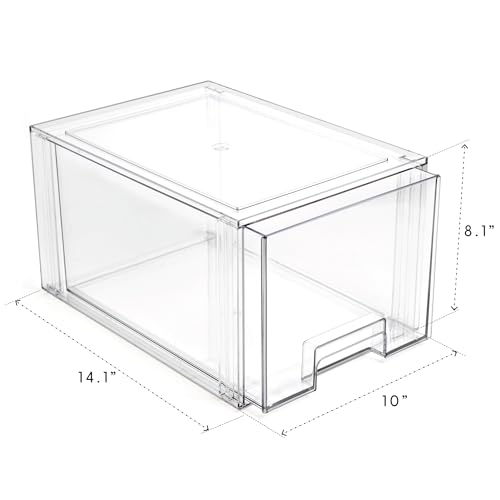 BINO | Stackable Storage Drawers, Tall Large - Clear | THE CRATE COLLECTION | Storage Bins With Drawers | Bathroom Organizers | Under Sink Organizer | Vanity Cabinet Home Organization