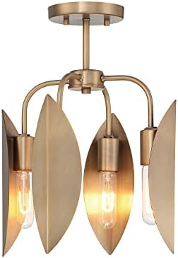 DESIGNERS FOUNTAIN Eden 4-Light Semi Flush Mount Ceiling Lights, 12.25 Inch Indoor Fixture for Kitchen, Bedroom, Bathroom, and Hallway, Old Satin Brass, D280M-SF-OSB