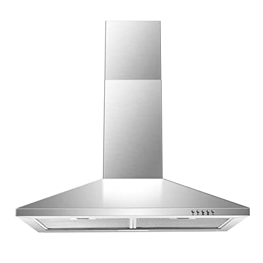 SNDOAS Range Hood 30 inch,Wall Mount Range Hood in Stainless Steel With Ducted/Ductless Convertible,Stove Vent Hood with Aluminum Filters,3 Speed Exhaust Fan,LED Light,Button Control