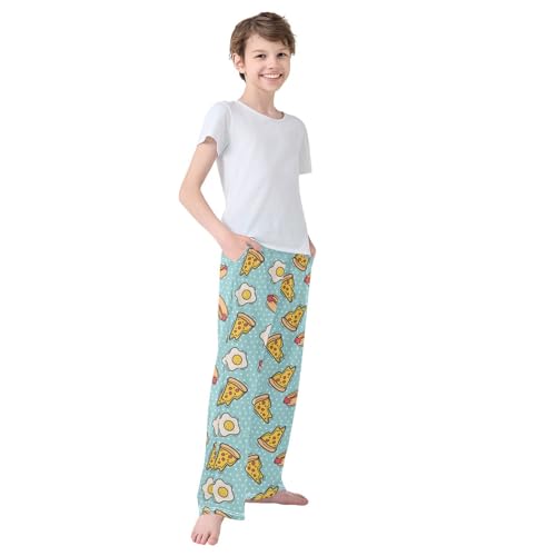 Boys' Pants Hot Dog Pizza Fried Egg Long Bottoms Jogger Pants Elastic Waist Trousers with Pockets S-XL4