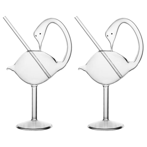 Vasos de cóctel de cristal transparente BETOOKY juego de 2 copas de diseño cisne 178ml para bar 2