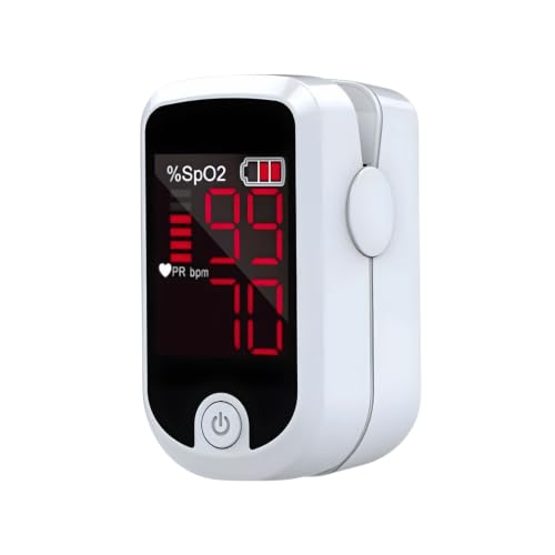 HOME CARE Oxímetro Digital de Pulso de Dedo con Pantalla OLED, Monitor Digital de Frecuencia Cardíaca PR y Saturación de Oxígeno en Sangre SpO2, Indice de Perfusión PI para Detección y Monitorear Diaria COLOR BLANCO