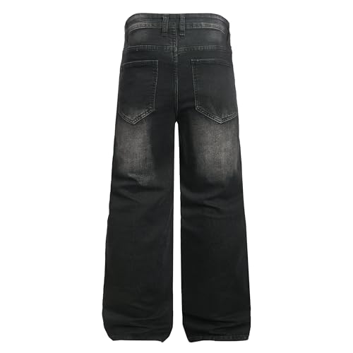 Image of QIMYUM Men's Wide-Leg Baggy Flex Jeans Relaxed Loose Fit Long Denim Pants