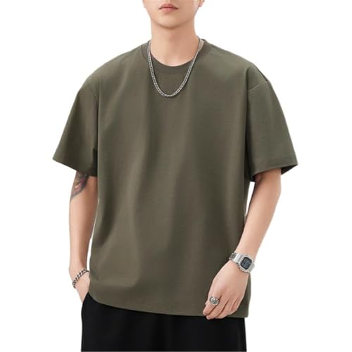 T-shirt homme style coréen ample col rond manches courtes top été