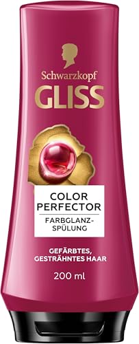 Gliss Spülung Color Perfector (200 ml), Conditioner mit Hyaluron-Komplex & Cranberry-Extrakt für gesträhntes & gefärbtes Haar bietet Farbschutz und strahlenden Farbglanz