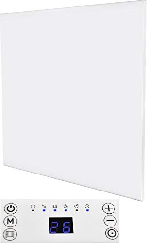 MYLEK Panel Heater Radiator Electric 1KW - Daily and Weekly Timer, Digital Thermostat - Wall Mounted Slimline White Panel Heater for Bathroom, Office, Bedroom, Garage (1000 Watt) Lot 20 Compliant