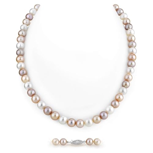 The Pearl Source 7.0-7.5mm Freshwater Pearl Necklace for Women - Pearl Strand Necklace | Multi-Color 20