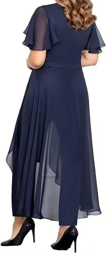 Lace Chiffon Mother of The Bride Pantsuits 2 Pieces Formal Pants Suits V Neck Mother of The Bride Dress4