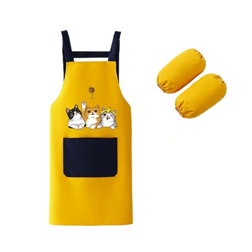 Genérico Camisa de Niño-Delantal Infantil para Pintar Actividades Creativas Impermeable Total Fácil Limpieza Uso Diario Escuela (Yellow, 10-15 Years)