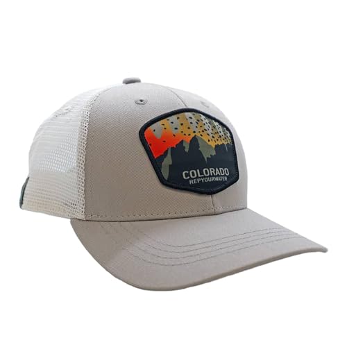 RepYourWater Colorado Mountain Cutthroat Hat, ST, Mid Tone Gray /White