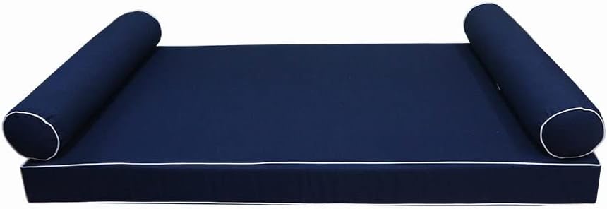 Prolinemax Style 5 - Mattress & Pillow Bolster for Outdoor Indoor Daybed Porch Swing Bed Contrast Trim Crib Size AD101 | Covers ONLY |