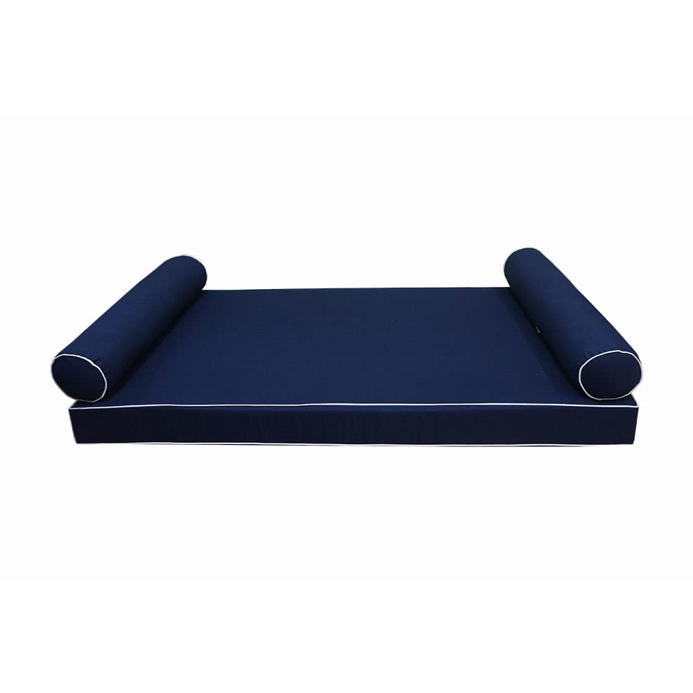Prolinemax Daybed Mattress & Bolster Cover Set - Twin Size, Water Repellent Polyester, Style 5 With Contrast Trim