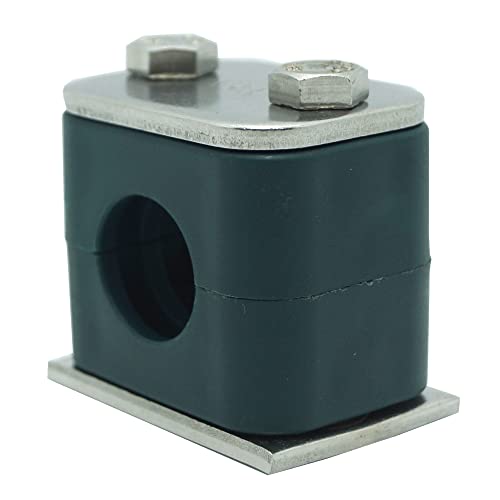 2" Outer Diameter Tube Size Stauff Standard Series Hydraulic Polypropylene Pipe Clamp, With Stainless Steel Ss316 Top Base Plate & Metric Hex Bolts #TOP1