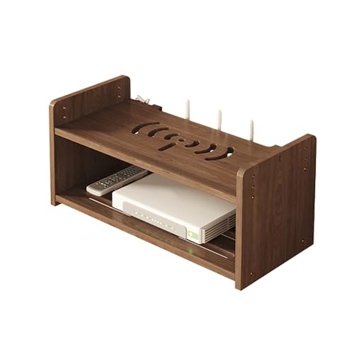 Boîtier de Rangement Mural en Bois pour routeur Wi-FI et Support de câbles pour téléviseur et appareils multimédias 40 cm / 16 Pouces - Solution Gain de Place pour la déc