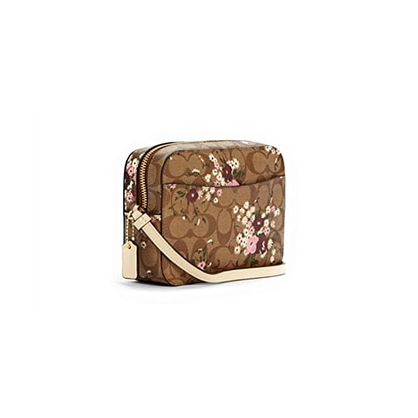COACH WOMENS MINI CAMERA BAG IN SIGNATURE LEATHER 2403 (Khaki Pink Multi)