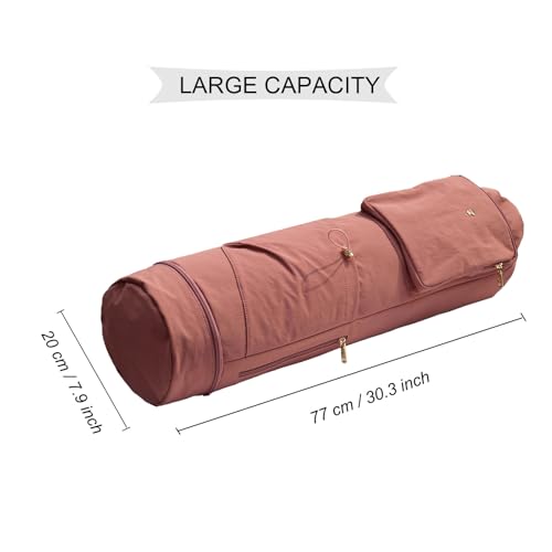 ESVAN Yoga Mat Bag with Multi Pockets Drawstring Yoga Mat Carrier Pilates Exercise Multi-Functional Storage Bag