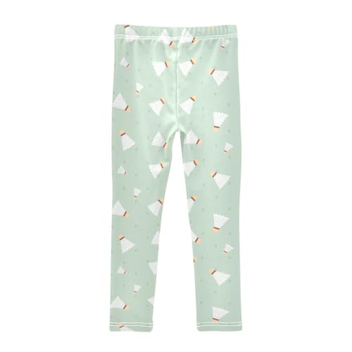 Shuttlecocks on Green Girls Leggings,Workout Leggings for Girls Toddler Athletic Leggings Size for 3-10T2
