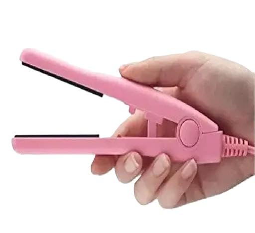 Image of Small Professional Hair Straightener Flat Iron for Women Easy Hair Styling Device Pink 