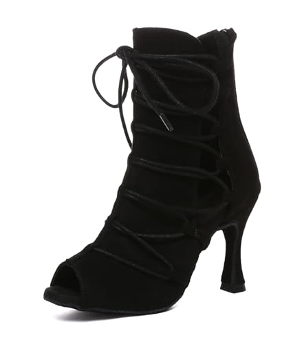 Minishion Comfortable Dance Shoes for Women Sexy Peep Toe Wedding Evening Ankle Booties