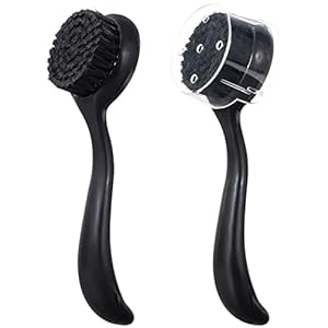 2 Pcs Large Facial Cleansing Brush Charcoal Bristles Black, Ooloveminso Manual Face Brushes for Deep Cleansing and Exfoliating, Face Scrubber to Massage, Pore Exfoliation, Makeup Remove and Skin Care